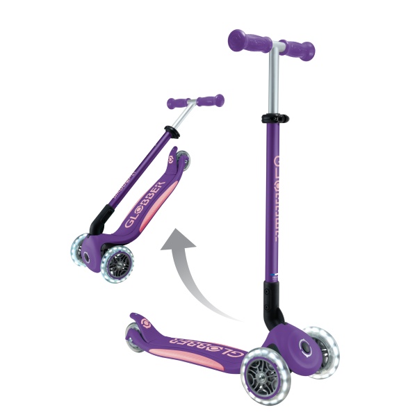 Самокат Globber Primo Foldable Plus Lights v2 фиолетовый Самокат Globber Primo Foldable Plus Lights v2 фиолетовый