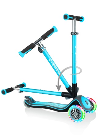 Самокат Globber Elite Deluxe Lights голубой
